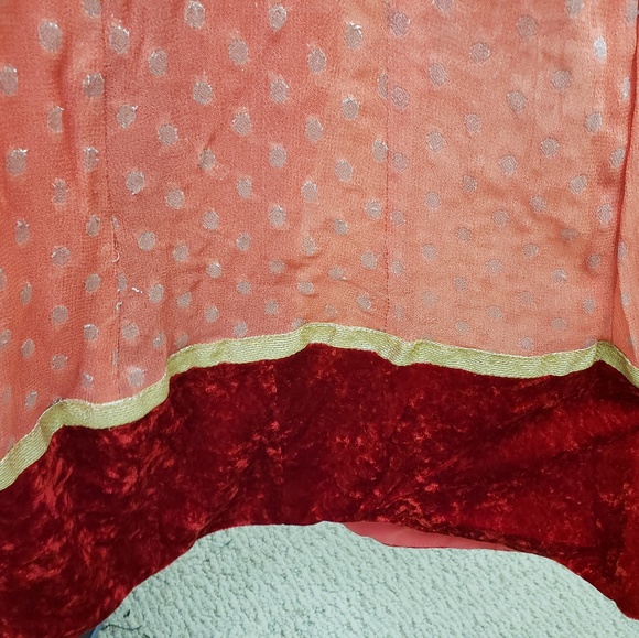 Rust w/ maroon velvet churidaar - Picture 5 of 7